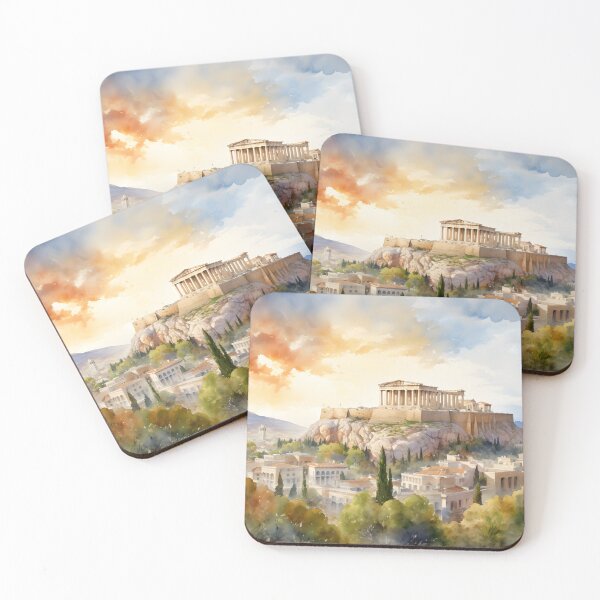 Item preview, Athens acropolis, watercolor painting, ancient monuments, city landscape, Athens souvenir, Greek cityscape, Greece travel designed and sold by SpettacolArte.