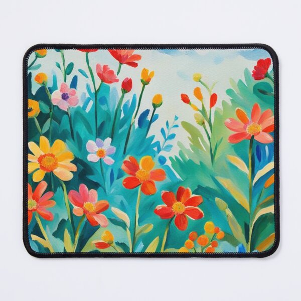Item preview, Colourful red, purple, orange, blue small wildflowers painting designed and sold by Coolparrotgirl.
