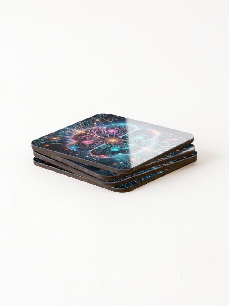 Thumbnail 4 of 5, Coasters (Set of 4), Title: Neural Nebula designed and sold by NesianUnity.