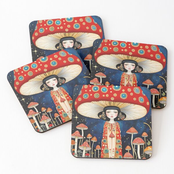 Item preview, Gustav Klimt Inspired Magical Fly Agaric Mushrooms designed and sold by SabenaArtwork.