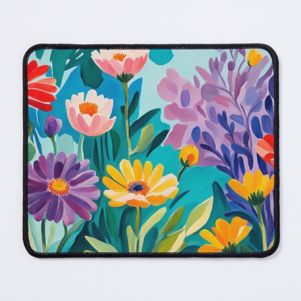 Item preview, Colourful red, purple, orange, blue and purple leafs wildflowers painting designed and sold by Coolparrotgirl.