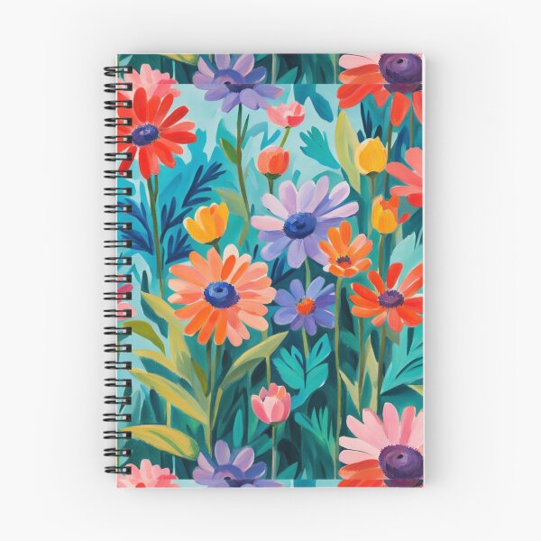 Item preview, Colourful red, purple, orange, blue wildflowers painting designed and sold by Coolparrotgirl.