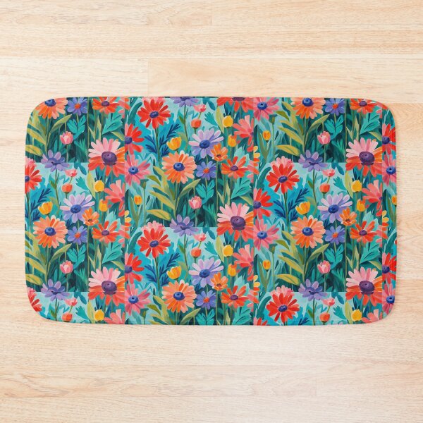 Item preview, Colourful red, purple, orange, blue wildflowers painting designed and sold by Coolparrotgirl.