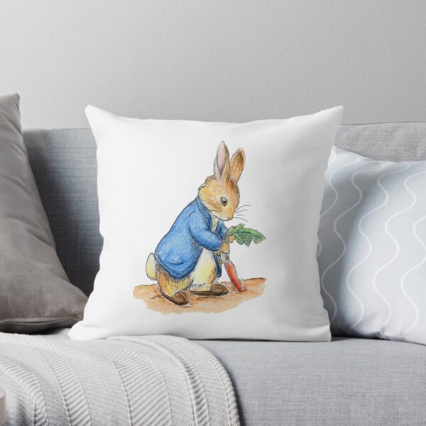 Nursery Characters, Peter Rabbit, Beatrix Potter. Throw Pillow