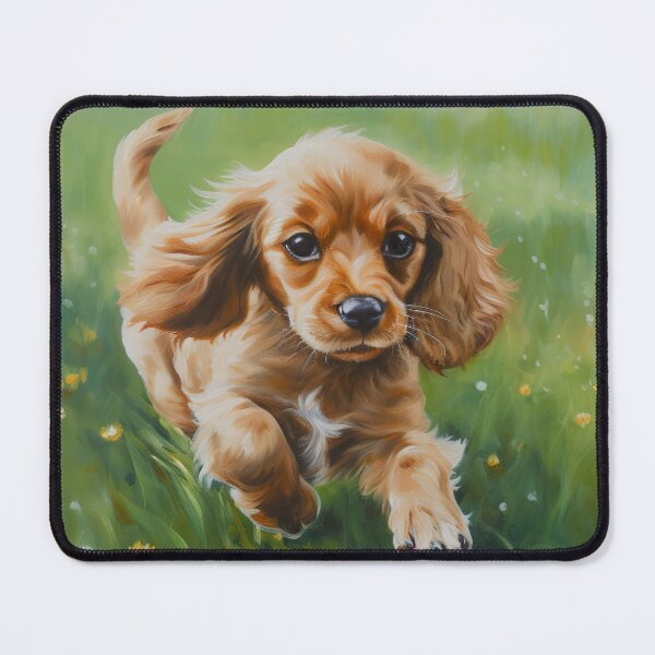 Item preview, puppy frolicking on the grass,oil designed and sold by elegantpaterns.