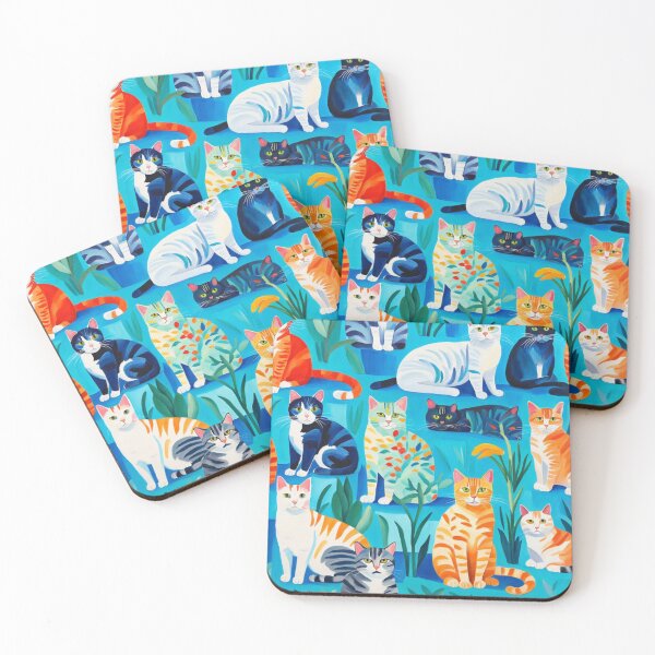 Item preview, Lot of Colourful  cute small cats abstract artpiece designed and sold by Coolparrotgirl.