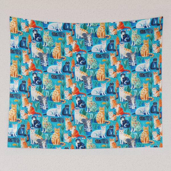 Item preview, Lot of Colourful  cute small cats abstract artpiece designed and sold by Coolparrotgirl.