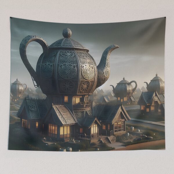 Item preview, Teapot Suburbia Steampunk Fantasy City designed and sold by DreamyEscapism.