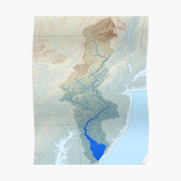 Delaware River Watershed Map - Raw Landscape Poster