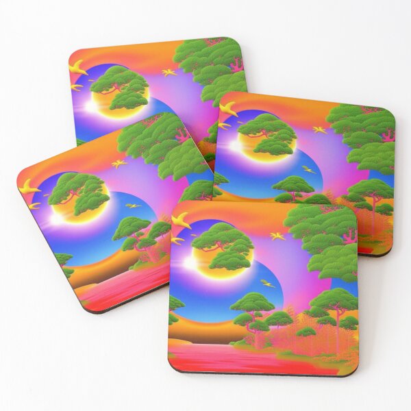 Item preview,   fantasy Tree in pink and green fantasy landscape abstract artpiece,  designed and sold by Coolparrotgirl.