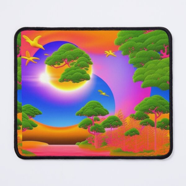 Item preview, fantasy Tree in pink and green fantasy landscape abstract artpiece, designed and sold by Coolparrotgirl.