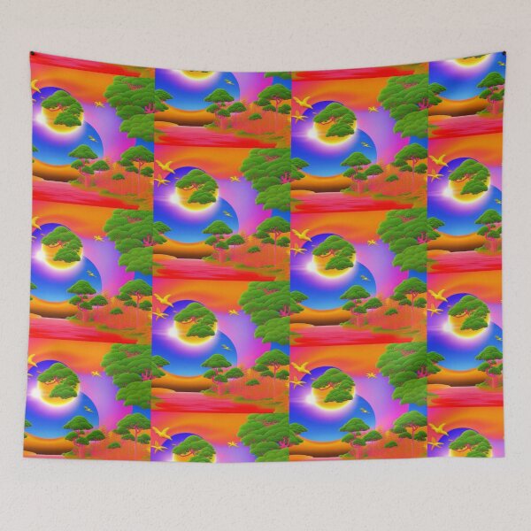 Item preview,   fantasy Tree in pink and green fantasy landscape abstract artpiece,  designed and sold by Coolparrotgirl.