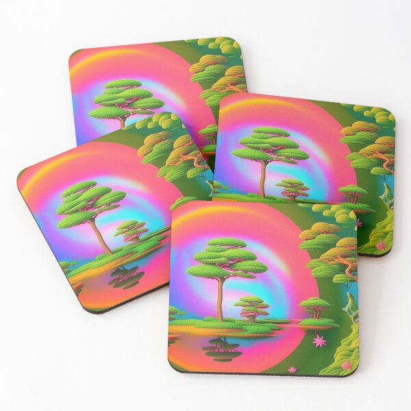 Item preview,  fantasy Tree in pink and green fantasy landscape abstract artpiece,  designed and sold by Coolparrotgirl.