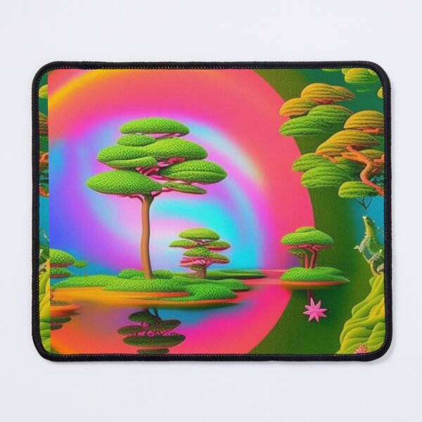 Item preview, fantasy Tree in pink and green fantasy landscape abstract artpiece, designed and sold by Coolparrotgirl.