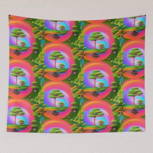 Item preview,  fantasy Tree in pink and green fantasy landscape abstract artpiece,  designed and sold by Coolparrotgirl.