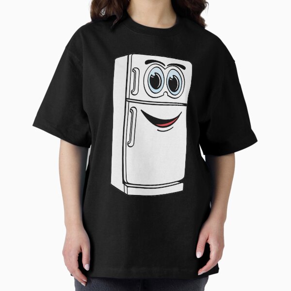 White Refrigerator Cartoon Oversized T-Shirt