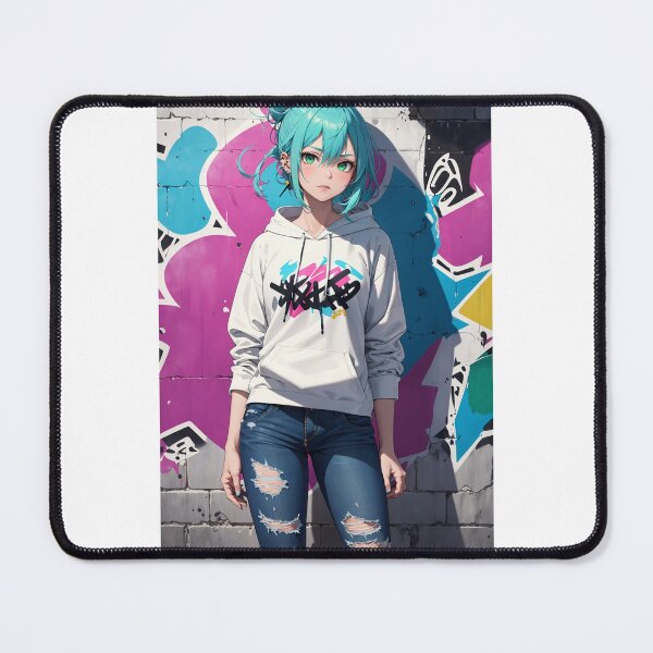 Item preview, Street Art Sensation: Unveiling the Urban Canvas with Ice-Blue Hair designed and sold by iloveanimechibi.