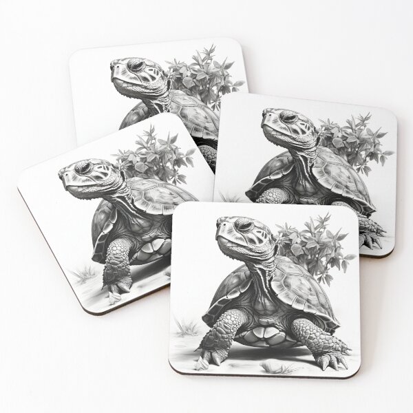 Item preview, Black and White Tortoise Pencil Drawing designed and sold by Pencil-Art.