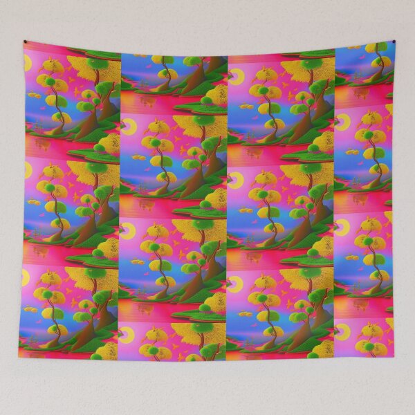 Item preview,  fantasy Tree in pink and green landscape abstract artpiece,  designed and sold by Coolparrotgirl.