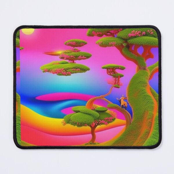 Item preview, Fantasy tree in pink, orange green landscape abstract artpiece, designed and sold by Coolparrotgirl.