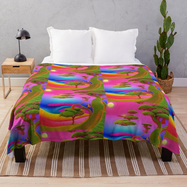 Item preview, Fantasy tree in pink, orange green landscape abstract artpiece, designed and sold by Coolparrotgirl.