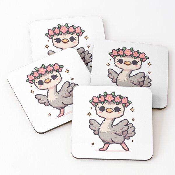 Item preview, Kawaii Ostrich With Flower Crown designed and sold by CanvasCutie.