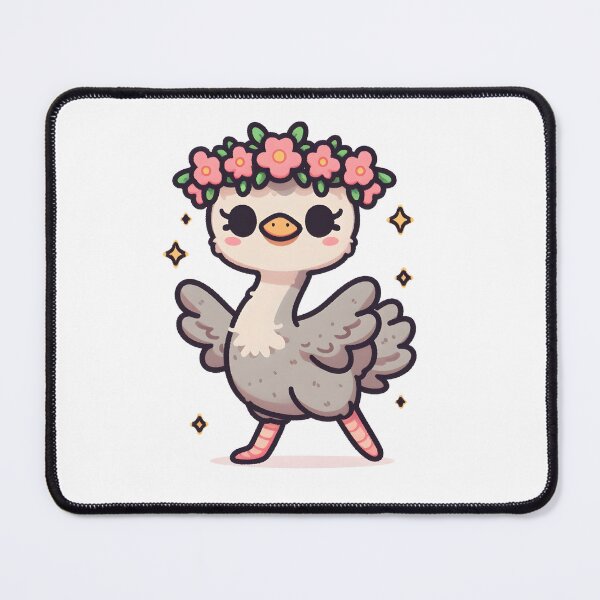 Item preview, Kawaii Ostrich With Flower Crown designed and sold by CanvasCutie.