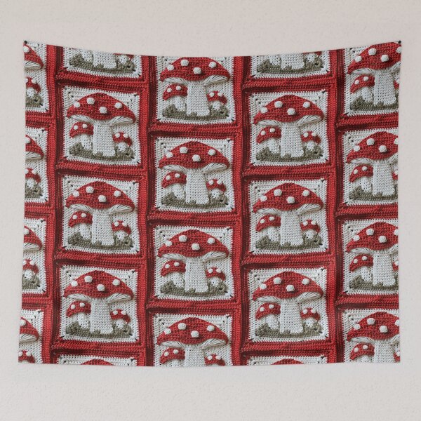 Item preview, Crochet mushroom cottagecore granny square designed and sold by NuttyCottage.