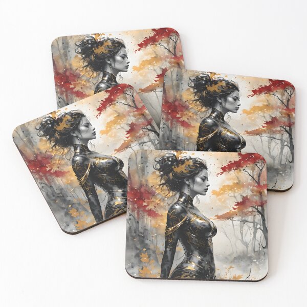 Item preview, Mythological Goddess in Golden Armor - Ink art designed and sold by ByteyCreatives.
