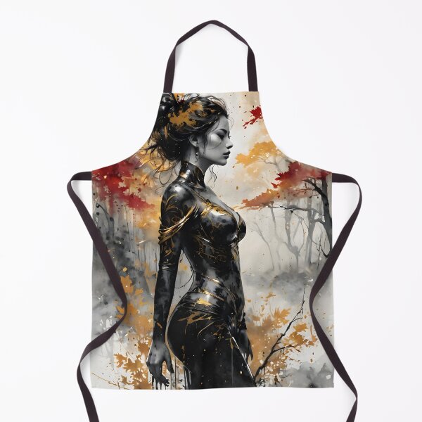 Item preview, Mythological Goddess in Golden Armor - Ink art designed and sold by ByteyCreatives.