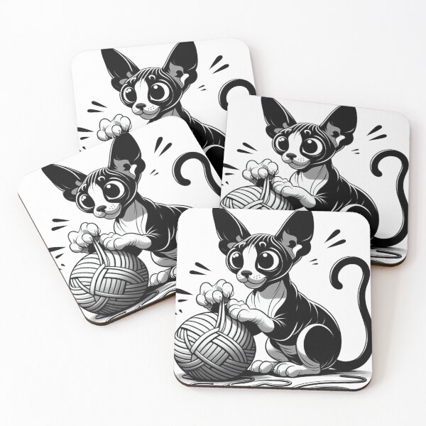 Item preview, Sphinx cat gaming with knit game cartoon designed and sold by Svetlana Kalaturskaia.