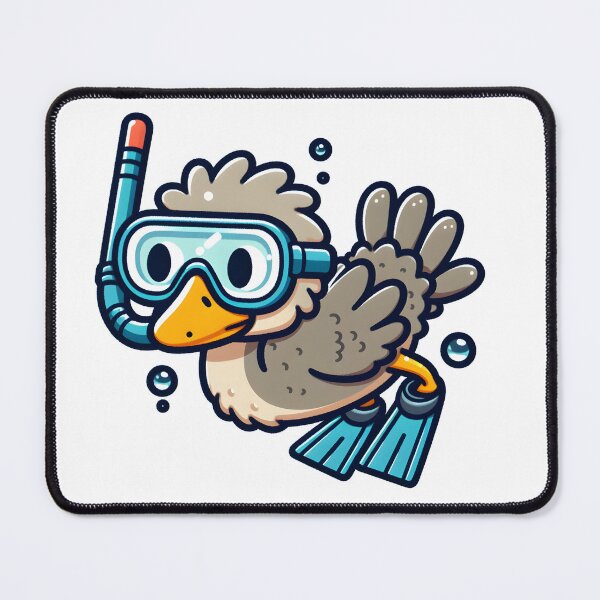 Item preview, Kawaii Ostrich With Snorkel And Flippers designed and sold by CanvasCutie.