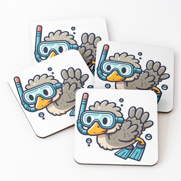 Item preview, Kawaii Ostrich With Snorkel And Flippers designed and sold by CanvasCutie.
