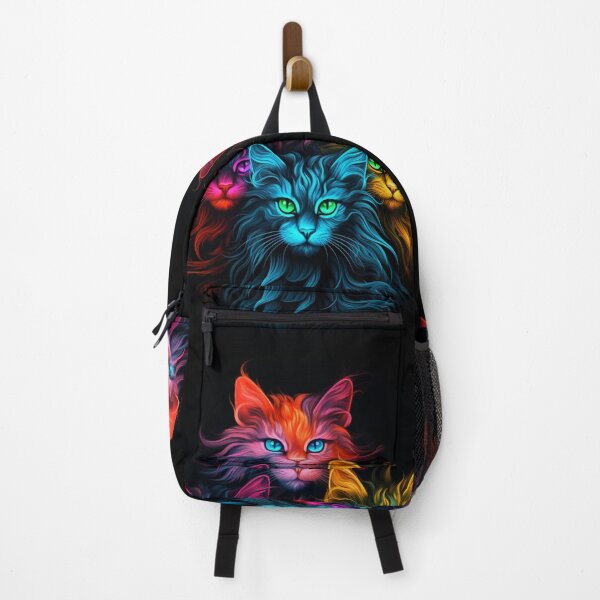 Item preview, Fantasy pattern four cats heads neon black purple green pink orange red blue designed and sold by G-M-Designs.