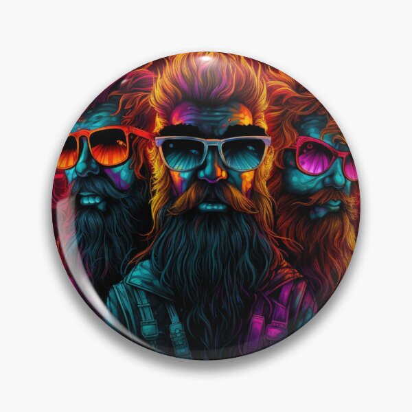 Item preview, three fiery wild men neon orange red pink turquoise red designed and sold by G-M-Designs.