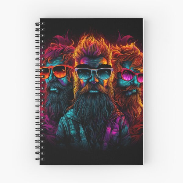 Item preview, three fiery wild men neon orange red pink turquoise red designed and sold by G-M-Designs.