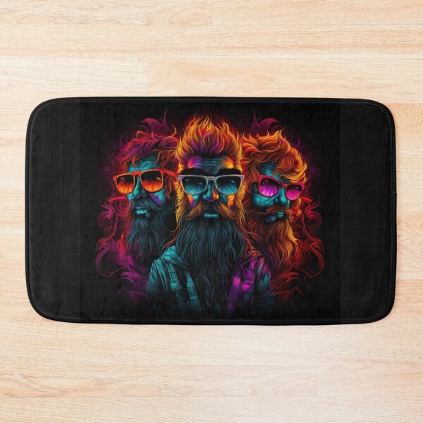 Item preview, three fiery wild men neon orange red pink turquoise red designed and sold by G-M-Designs.