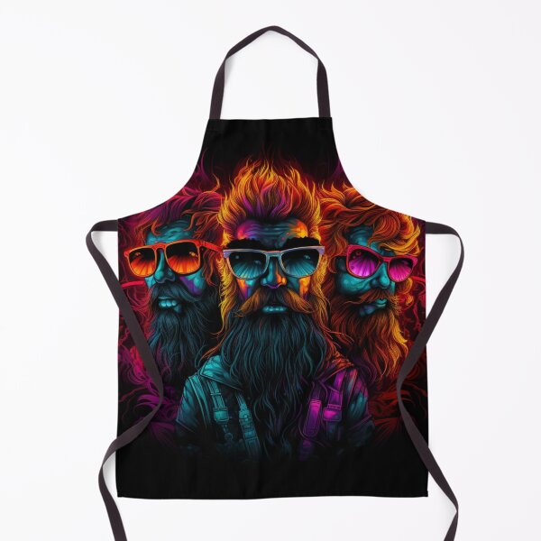 Item preview, three fiery wild men neon orange red pink turquoise red designed and sold by G-M-Designs.
