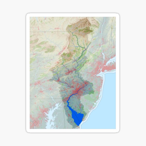 Delaware River Watershed Map - Modified Landscape Sticker