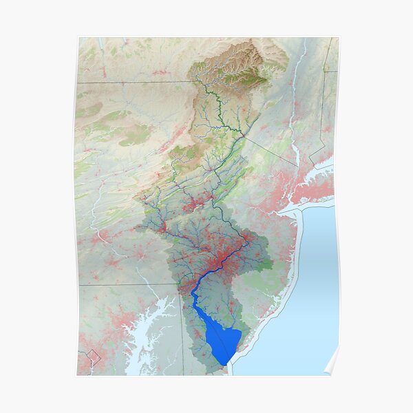 Delaware River Watershed Map Modified Landscape Poster For Sale By   Poster,504x498,f8f8f8 Pad,600x600,f8f8f8.u1 