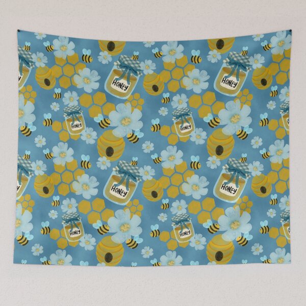 Item preview, Bees and Blooms, Blue designed and sold by serafineaandd.