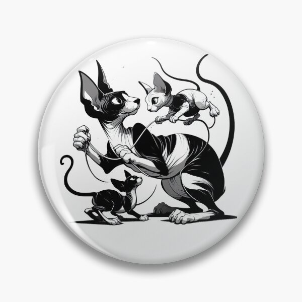 Item preview, Three cartoonish sphynx kittens are playing with threads designed and sold by Svetlana Kalaturskaia.