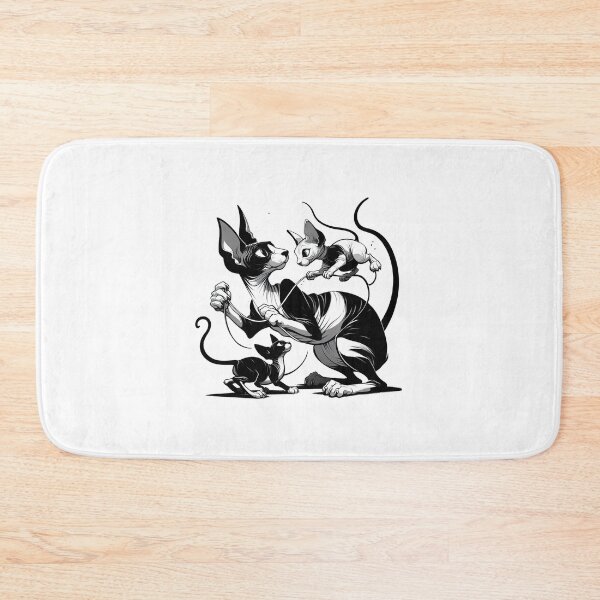 Item preview, Three cartoonish sphynx kittens are playing with threads designed and sold by Svetlana Kalaturskaia.