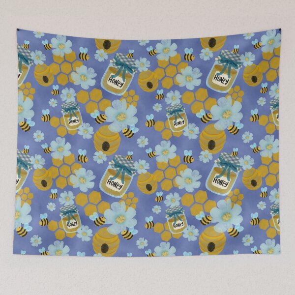 Item preview, Bees and Blooms, Indigo designed and sold by serafineaandd.