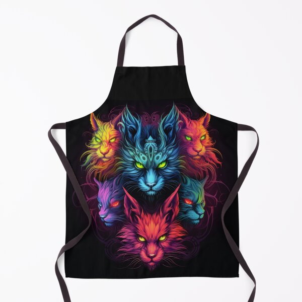 Item preview, six fiery wild animals heads neon orange red yellow pink turquoise red designed and sold by G-M-Designs.