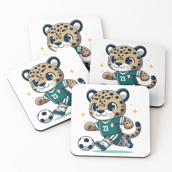 Item preview, Kawaii Jaguar With Soccer Jersey And Cleats Playing Soccer designed and sold by CanvasCutie.