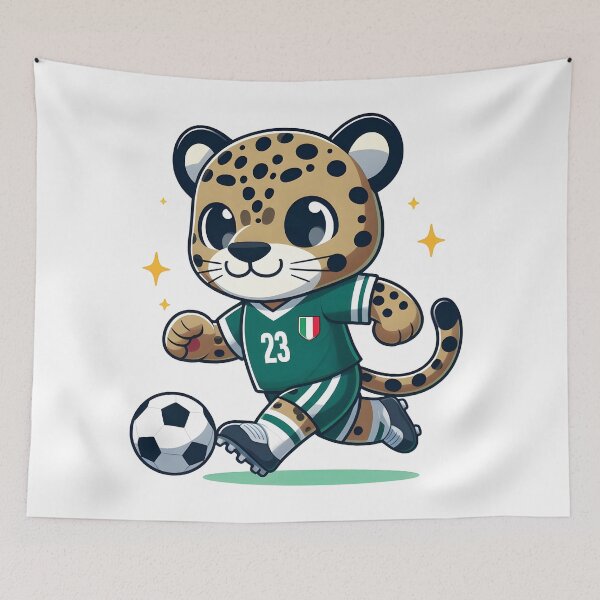 Item preview, Kawaii Jaguar With Soccer Jersey And Cleats Playing Soccer designed and sold by CanvasCutie.