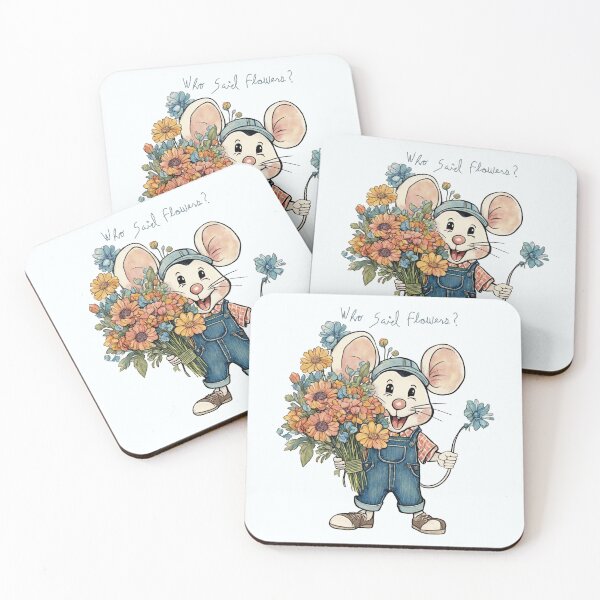 Item preview, Who Said Flowers?. Pretty Mouse With A Bouquet Of Flowers. designed and sold by ArmonyforSouls.