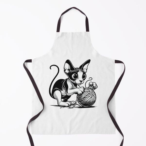 Item preview, The cartoonish sphynx cat is playing with a ball of yarn designed and sold by Svetlana Kalaturskaia.