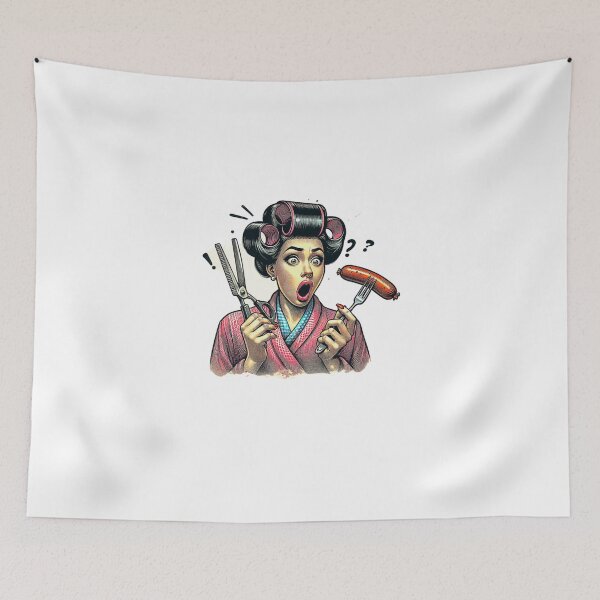 Item preview, Hairdresser Lady, sausage on a Fork. Get Forked designed and sold by Get-Forked.